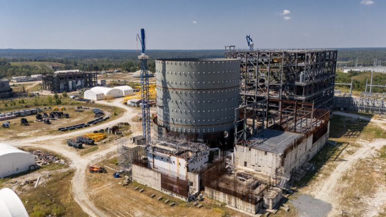 Partially constructed reactor containment building at the Fairfield nuclear site. 