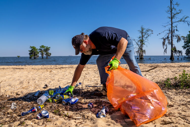 Volunteers from Santee Cooper picked up trash at the Hatchery Boat Landing and the surrounding islands in the area with Keep Berkeley Beautiful Monday, April 19, 2021.