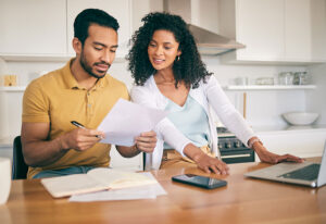 couple looking at a bill together